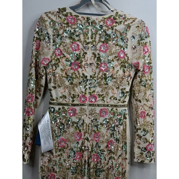 Mac Duggal 5503 Long Sleeves Embellished Floral Sequins Evening Gown Maxi Sz. 4 - Picture 9 of 10